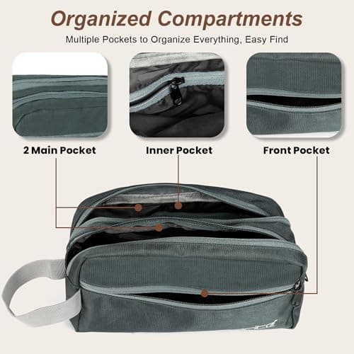 Storite Polyester Multi-Pocket Toiletry Bag for Men & Women Travel, Grooming Kit, Toiletries Shaving Kit & Cosmetics Water Resistance Pouch Organizer Travel Pouch for Make Up (1Pk -Grey) — view 3