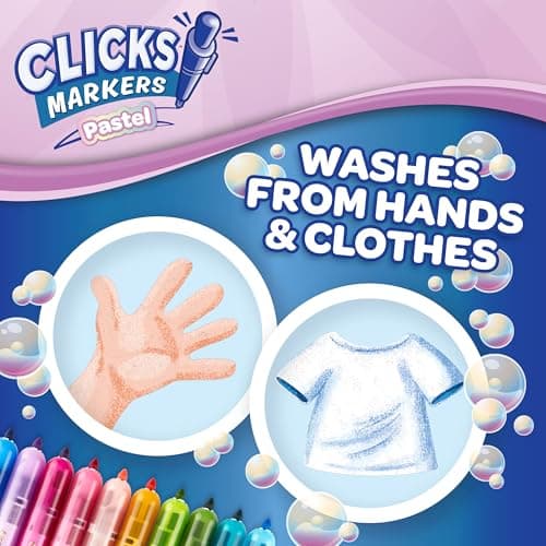 CRAYOLA Clicks - 10 Washable Retractable Capless Felt Tip Pens Pastel — view 3