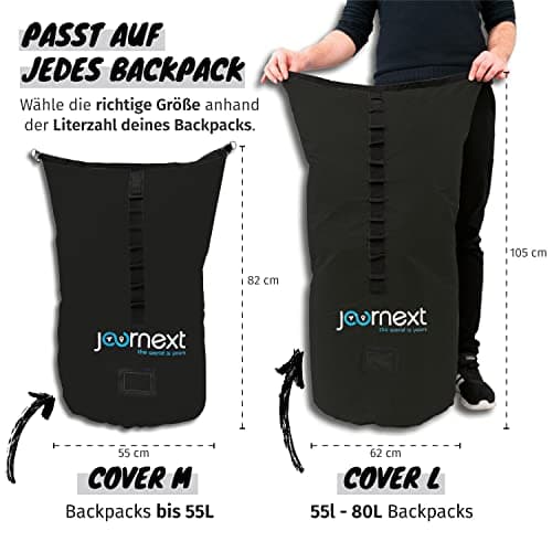 Journext 2 in 1 Backpack Protective Cover and Rain Cover/Backpack Protection, pure black, M (bis 55L) — view 3
