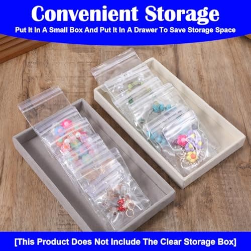 Sorcristy 5 Sizes Jewellery Bags, 50Pcs Jewellery Pouches Small with Self-Sealing Zipper Anti Tarnish Jewelry Storage Bags for Rings, Earrings, Bracelets, Small Packaging — view 6