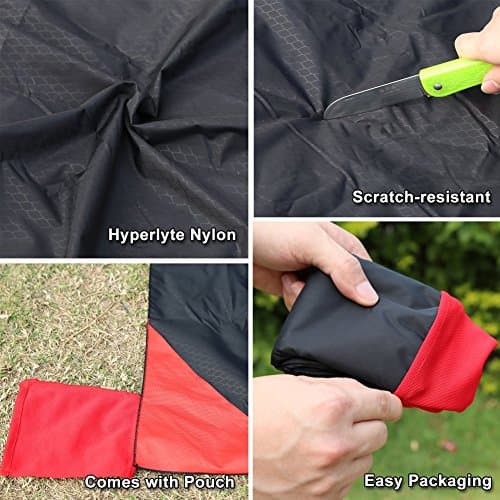 BeiLan Mini Pocket Picnic Blanket Durable Lightweight Waterproof Sand Proof Beach Camping Travel Mat Foldable Thin Ground Sheet for Outdoors Activities (70 * 110cm, Black & Red) — view 5