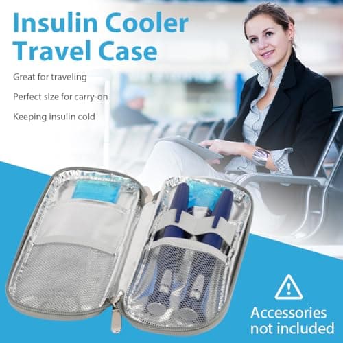 ACWOO Insulin Cooler Travel Case With 2 Ice Packs - Diabetic Supplies Storage Pack for Medicine, Insulin Pens - Portable Small Cooler, Grey — view 3