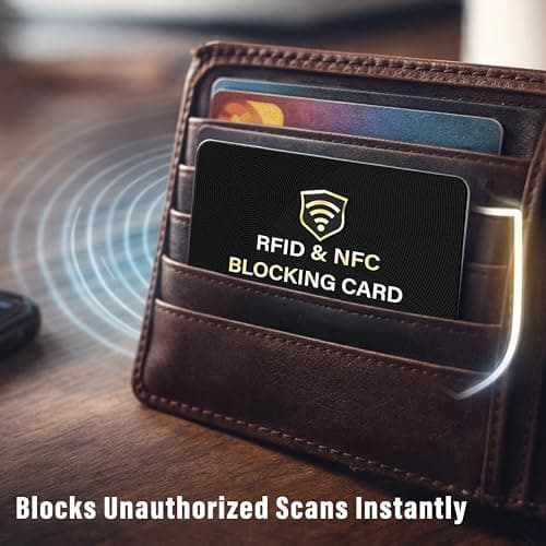 SAITECH IT RFID Blocking Card, 5 Pack Premium Contactless NFC Debit Credit Cards Passport Shield Protector Blocker Set for Men & Women, Smart Slim Design Perfect for Wallet/Purse - Black — view 6