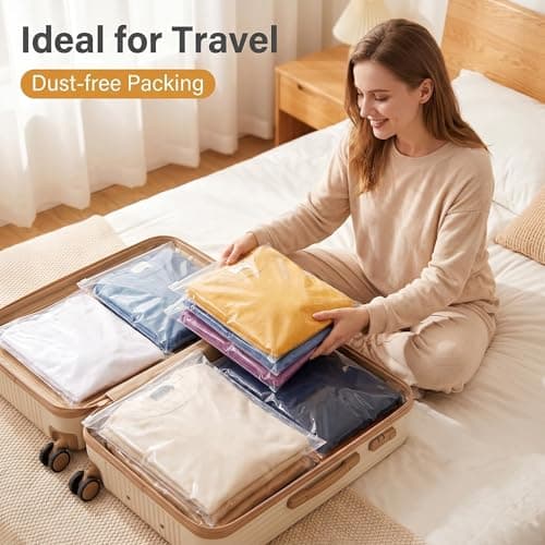 20 Pcs Ziplock Bags, 40 X 30cm Large Travel Clothes Storage Bags Reusable Clear Storage Bags with Zip Lock Seal Bag Waterproof Luggage Organiser for Clothes Shoes Cosmetics Offices Supplies — view 4