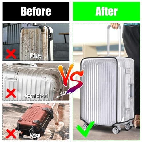 TESSTSY Suitcase Covers for Luggage, 28 inch Transparent PVC Suitcase Cover — view 4