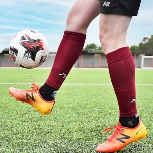 Precision Training Pro Adult’s Footless Sleeve Sport Socks, Stretch Fit, Compression Support for Football, Rugby and Hockey, Maroon Red — view 5