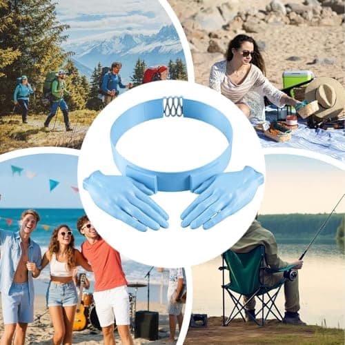 Beach Hats for Women, Lightweight Headwear as Joke Props | Funny Hand Shaped Sun Hat - for Summer Holidays, Travel Trips, Fishing, Golf, Hiking, Gardening, Swimming Pool, Outdoor Sp, blue — view 4