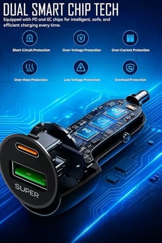 WOW Travel 48W Fast Car Charger Dual Port USB C + USB A, Mini Cigarette Lighter Adapter QC3.0 PD 30W Fast Charging for iPhone 16 15 14 13 12, Samsung Galaxy S25 S24 S23 Ultra, iPad & Android Devices — view 4