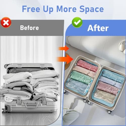 AOOWU Vacuum Storage Bags, 12 Pack (4 S, 4 L, 4 XL) Reusable Vacuum Travel Storage Bag, Space Saver Sealer Bags, Saves 75% of Storage Space, Roll-Up Compression, No Need for Vacuum Machine or Pump — view 5