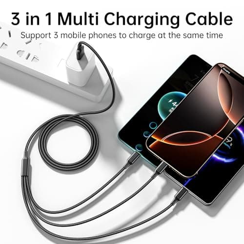 Multi Charging Cable 2Pack 6.6FT/2M,3 in 1 Charging Cord for iPhone,Samsung — view 2