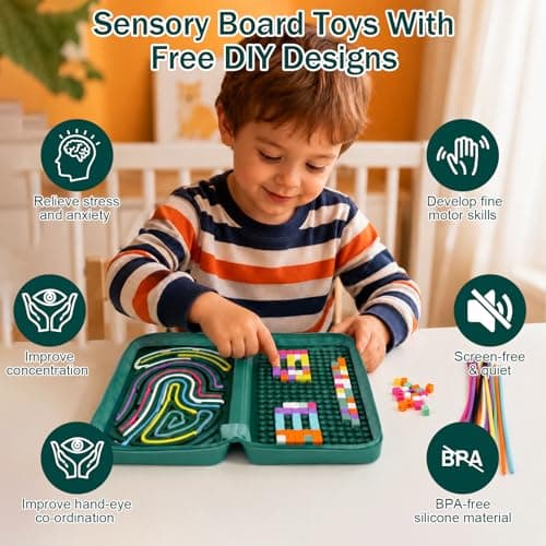 Sensory Activity Board, Silicone Fidget Toys with storage for ADHD & Autism — view 3