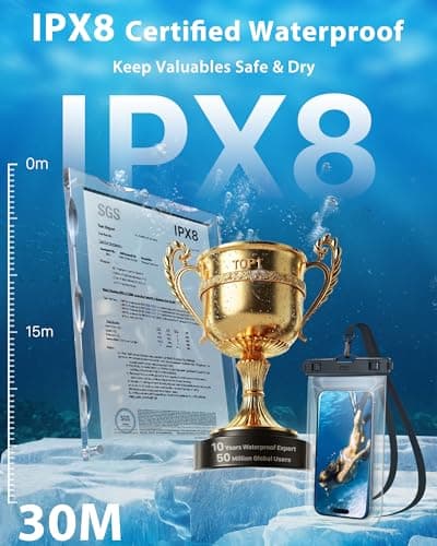 YOSH Waterproof Phone Pouch [Borderless Design], Fits Up to 7.0", Clear — view 2