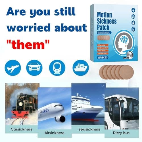 Motion Sickness Patches - 36 PCS Travel Sickness Patches, Fast-Acting Nausea Improve for Car, Cruise, Airplane Trips — view 2