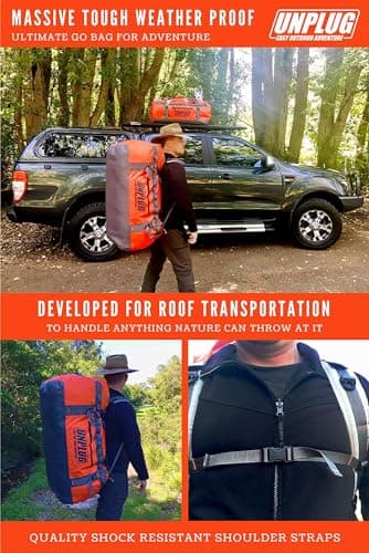 UNPLUG Ultimate Adventure Bag - 1680D Heavy Duty Waterproof Duffel for Travel, Camping, Motorcycle, Hunting, Bug Out (110L Storm Grey) — view 6