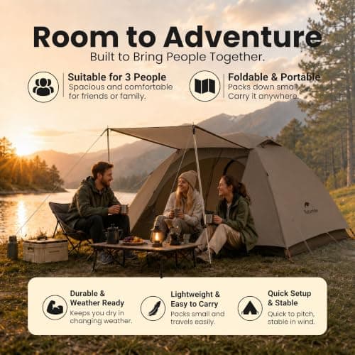 Naturehike Cloud-Creek Series 3 Person Tent – Lightweight Waterproof Camping & Backpacking Tent with Aluminium Poles, UPF50+ & Double Layer Design Brown — view 4