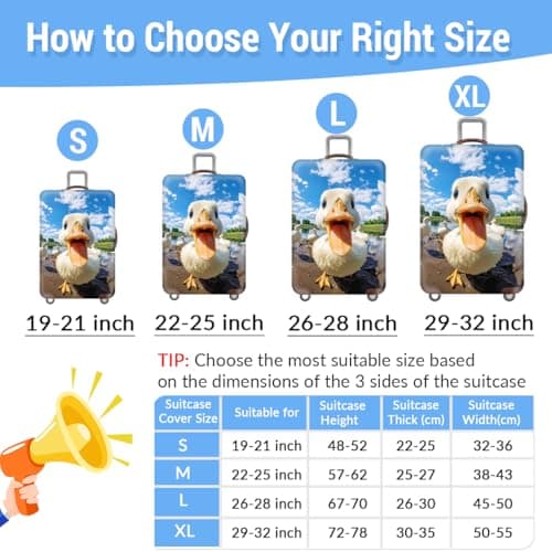 Fansu Elastic Suitcase Cover Protectors, 3D Duck Animal Printed Luggage Cover for Suitcase, Medium Washable Travel Trolley Cover for 22-25 inch — view 5