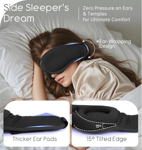 TOPOINT Bluetooth Sleep Mask, 3D Organic Bamboo Cotton Eye Mask, Blackout — view 5
