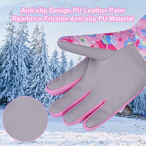 flintronic Kids Ski Gloves, Winter Skiing Gloves Thermal Snow Glove with Adjustable Cuffs, Waterproof Snowboarding Gloves for Children Girls Cycling, Skiing, Skating and Hiking (M) — view 6