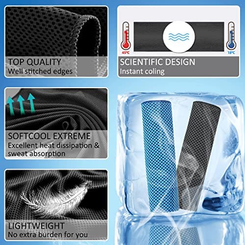 Surcotto Cooling Towel,Microfibre Gym Towel, (40"x12"),Cooling Towels for Neck,Lightweight Quick Dry Towel for Golf,Sport,Running,Gym,Camping,Fitness,Workout & More Activities -Black — view 3