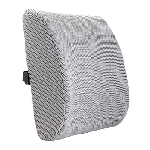 Taylor & Brown Posture Therapy Lumbar Support Cushion - Memory Foam, Ergonomic Back Support Pillow for Home, Office, Car, Travel - Relieve & Prevent Lower Back, Sciatica, Disc Pain - Grey