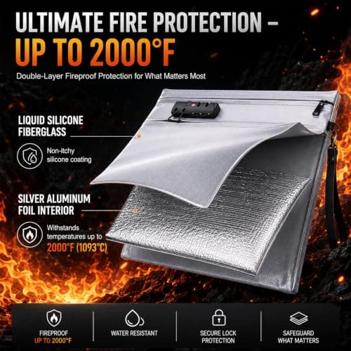 Fireproof Document Bag with Lock Waterproof Protection Document Safe Holder — view 2