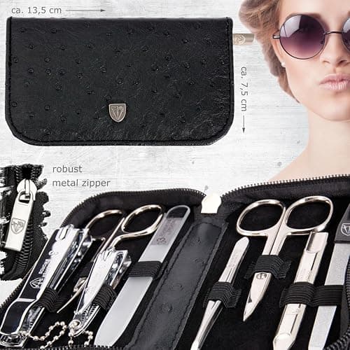 3 Swords Germany - brand quality 8 piece manicure pedicure grooming kit set for professional finger & toe nail care scissors clipper fashion leather case in gift box, Made by 3 Swords (522016) — view 5