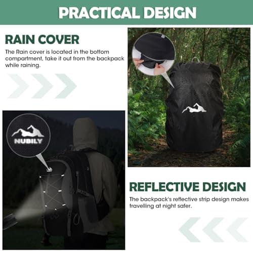 NUBILY Hiking Backpack 50L Waterproof Camping Backpack with Large Shoes Compartment and Wet Pocket Rucksack for Men Women Camping Backpack Lightweight Travel Backpack for Outdoor Sports — view 6