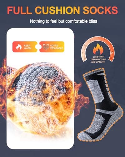 Niorasen Thermal Socks, 5 Pairs Thick Warm Work Socks, Multicolour, 6-8 — view 3