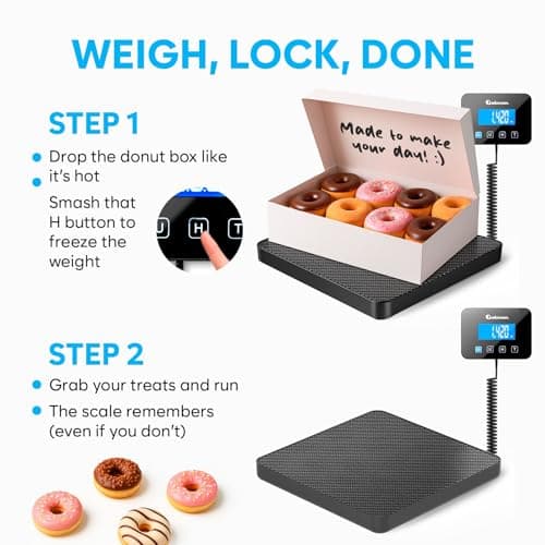Parcel Scales - 200 kg/10 g - Heavy-Duty & High Accurate Digital Postal Scale with Hold/Tare Function - Perfect for Packages, Luggage, Industrial Use - Battery & Cable Included - Black Mat — view 5