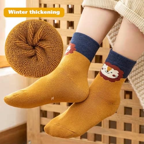 HOTUT Kids Boys Girls Thermal Socks,5 Pairs Toddler Crew Socks Kids,Warm Socks for Kids Boys Girls Toddlers,Girls Boys Teen Winter Cosy Hiking Warm Thick Cushion Boot Socks,Boys Girls Cosy Warm Socks — view 5