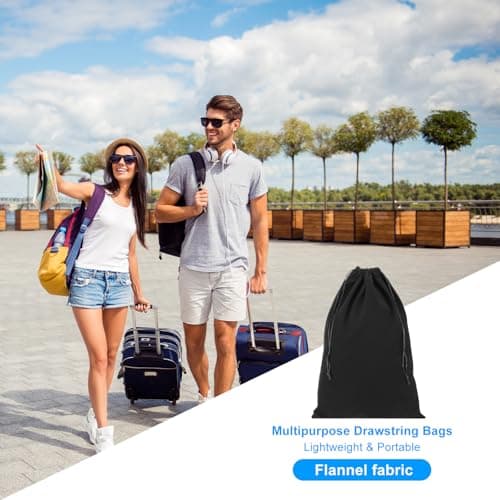 PATIKIL Shoe Dust Bag, 2 Pack Duster Flannel Shoes Pouch with Drawstring Washable Breathable Travel Shoe Bags for Home Luggage Storage, 12x17 Black — view 5