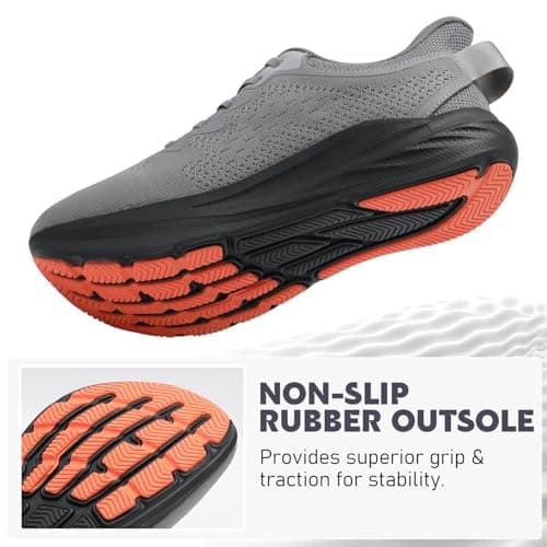JOINFREE Men’s Slip-On Walking Shoes Wide Fit Lightweight Cushioned Non Slip Shoes Breathable Mesh Comfortable Athletic Trainers for Gym, Running & Everyday Use Dark Grey Size 10 — view 6
