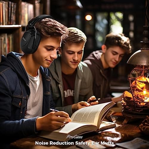 ProCase Ear Defenders Adults, NRR 28dB Noise Cancelling Headphones for Autism Kids Children, Hearing Protection Earmuffs, Sensory Headphones for Shooting Construction Mowing -Black — view 6