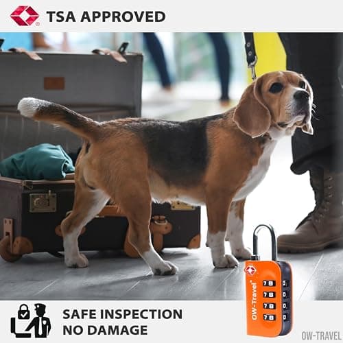 OW-Travel Suitcase Locks, TSA Approved Luggage Padlocks, Orange, 2 Pack — view 5