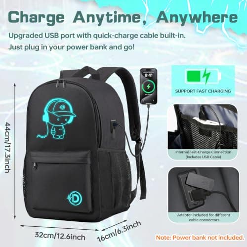 Dracarys Luminous Laptop Backpack, Work Bag, Classic Backpack, Black — view 2