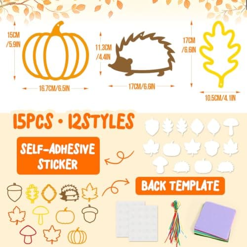 15 Pack Autumn Crafts for Kids, Autumn Suncatcher Craft Window Decorations — view 2