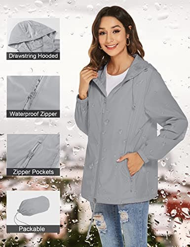 Rapbin Rain Coats for Women Waterproof Summer Jackets Packable Rain Jacket — view 4