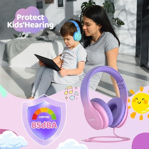 JoySpark Kids Headphones for School Toddler, 3.5mm Jack, Gradient Pink — view 4