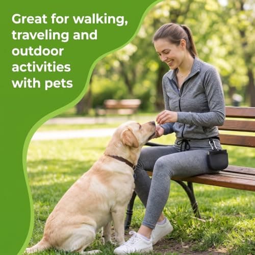 Silicone Dog Treat Pouch for Dog Training,One-Hand Access Dog Treat Bag,Dogs Training Treat Pouch with Hook Ring & Magnetic Closure,Portable Small Puppy Bag for Daily Walking,Training,Travel (Black) — view 5