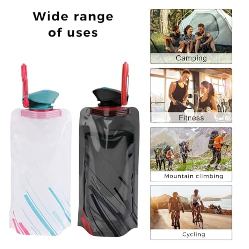 Rnigra Collapsible Water 4pcs 700ml Foldable Bottle, Reusable BPA-Free Collapsible Water Bottle for Outdoor Sports Travel Biking (4 Colors) — view 5