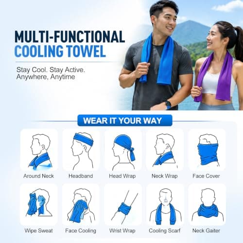 Coomoors Cooling Towel, Cold Gym Towel for Neck & Face in Hot Weather — view 6