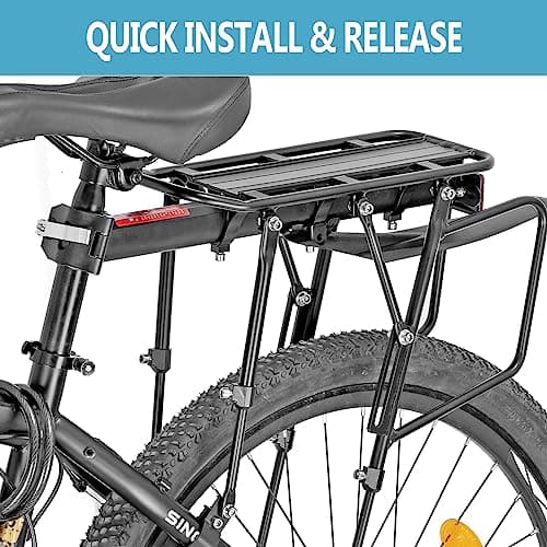 YONTUO Rear Bike Rack,100KG Capacity Solid Bearings Bike Cargo Rack w/Fender & Large Size Reflective,Quick Release Mountain Road Bicycle Rear Racks,Universal Bike Luggage Touring Carrier Rack,BCR06-EU — view 5