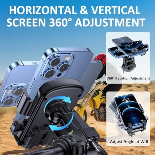 Bike Phone Mount Holder, Motorcycle Phone Mount for Scooter, Mountain, Dirt Bike, Stroller and Motorcycle, 360°Rotate Handlebar Phone Holder Compatible with iPhone & Android Smartphones from 4.7-7.2'' — view 5