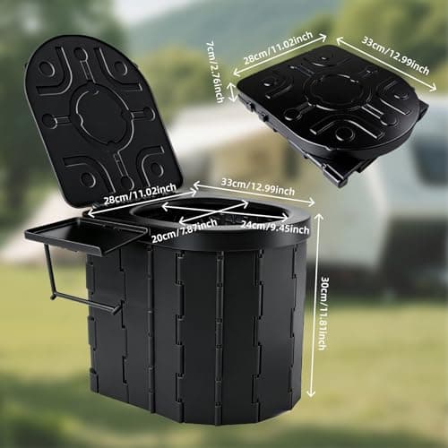 Portable Toilet, Upgraded Foldable Camping Toilet with Lid — view 2