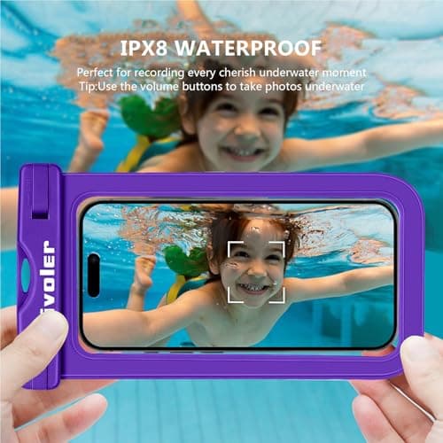 ivoler [2 Pack Waterproof Phone Case & Pouch Set, IPX8 Dry Bag with Waist Strap for Beach, Swimming, Kayaking, Fits iPhone 17 16 15 Pro Max, Samsung S26 S25 Ultra, Up to 7.0" - Deep Purple — view 5