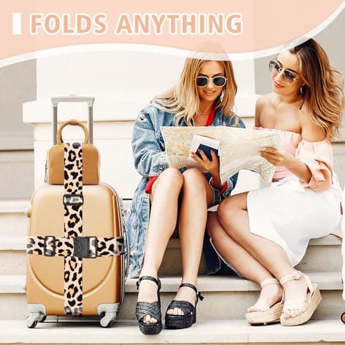 MOTONG 2 PCS Leopard Print Luggage Straps Adjustable Suitcase Straps Personalised Luggage Straps Suitcases Heavy Duty Suitcase Belts Thickened Luggage Belt with Quick Release Buckle — view 4