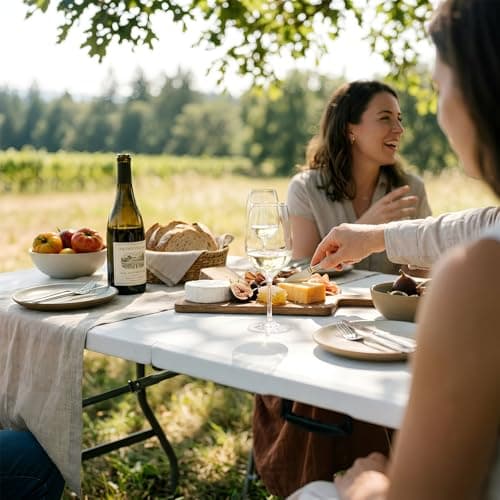 Harbour Housewares Rectangle Folding Trestle Tables - 180cm (6ft) - White - Pack of 2 Outdoor Folding Table for Picnic, BBQ, Garden, Camping, Wedding, Party Catering — view 2