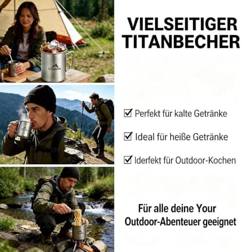 THTYBROS Titanium Camping Cup/Mug 750ML (25oz) with Lid & Mesh Storage Bag, Lightweight Titanium Cookware for Backpacking, Hiking, Travel, and Outdoor Survival Gear, Single Wall Design — view 6