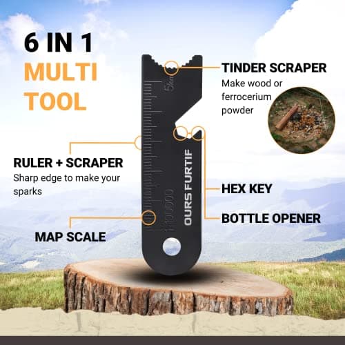 Survival Flint and Steel - Fire Starter Ferrocerium XL 10mm - Light More Than 15,000 Fires Ferro Rod - Firelighter Included - Firestarter Survival Kit for Camping, Bushcraft (Pine wood) — view 5