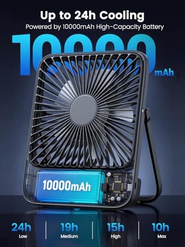 Warmco D3 Portable Rechargeable Desk Fan 10000mAh, 15-24H Battery Life — view 2